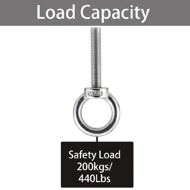 5Pcs Heavy Duty Threaded Rings Screw Eyebolts Stainless Steels Eye Bolts with Nut 10x50mm Long Shoulder Lifting Eye Bolt
