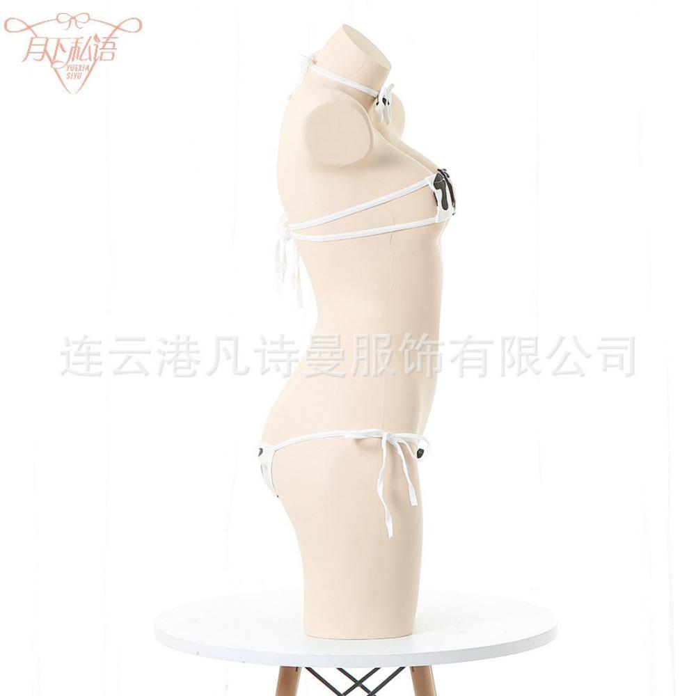 Fun A Piece of Hair Strap Underwear In Stock Japanese Cute Wind Comfortable Breathable Cow Flower Underwear Underwear Set