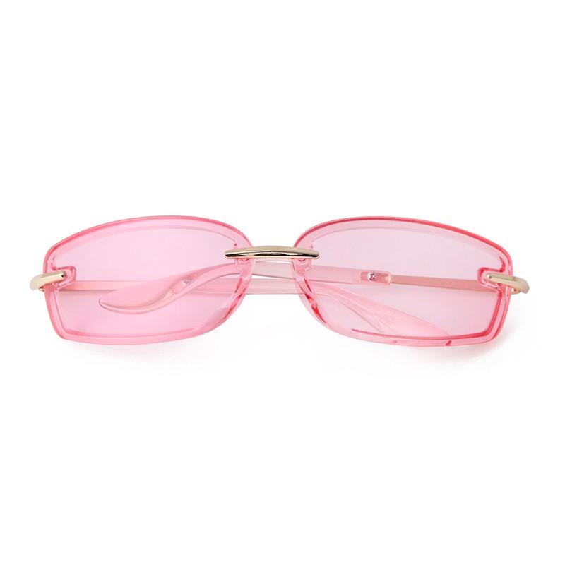 Trendy Y2K Rectangle Sunglasses Women Men Luxury Brand Designer Futurist Silver Lens Sun Glasses Green Rimless Shade S207
