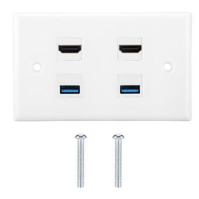 2Port HDMi   2 Port USB3.0 HDMI Coupler Cover Audio Video HDTV Wall Plate Panel