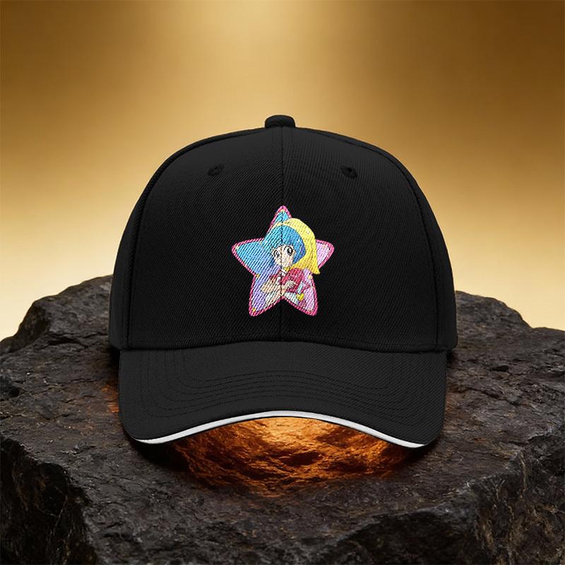 Blue Hair Star Magical Girl Hat, Unisex Printed Baseball Cap Sandwich Brim Snapback Sports Cap, Suitable for Daily Commuting and