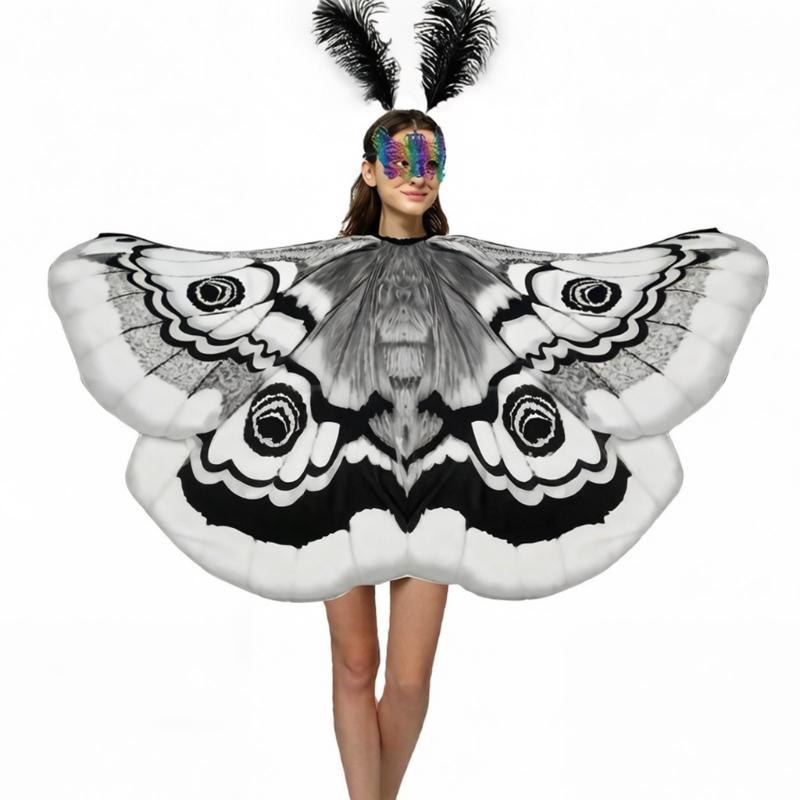 Elegant Moth Themed Costume Polyester Butterfly Wing Shawl Perfect For Halloween Event And Themed Parties