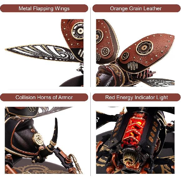 Gift for Teen Boys/Men/Hobbyist, Birthday Gift Idea, ROBOTIME MI01 Plastic Model Kit, 156 Pieces Mechanical 3D Puzzles, Rhinoceros Beetle Model