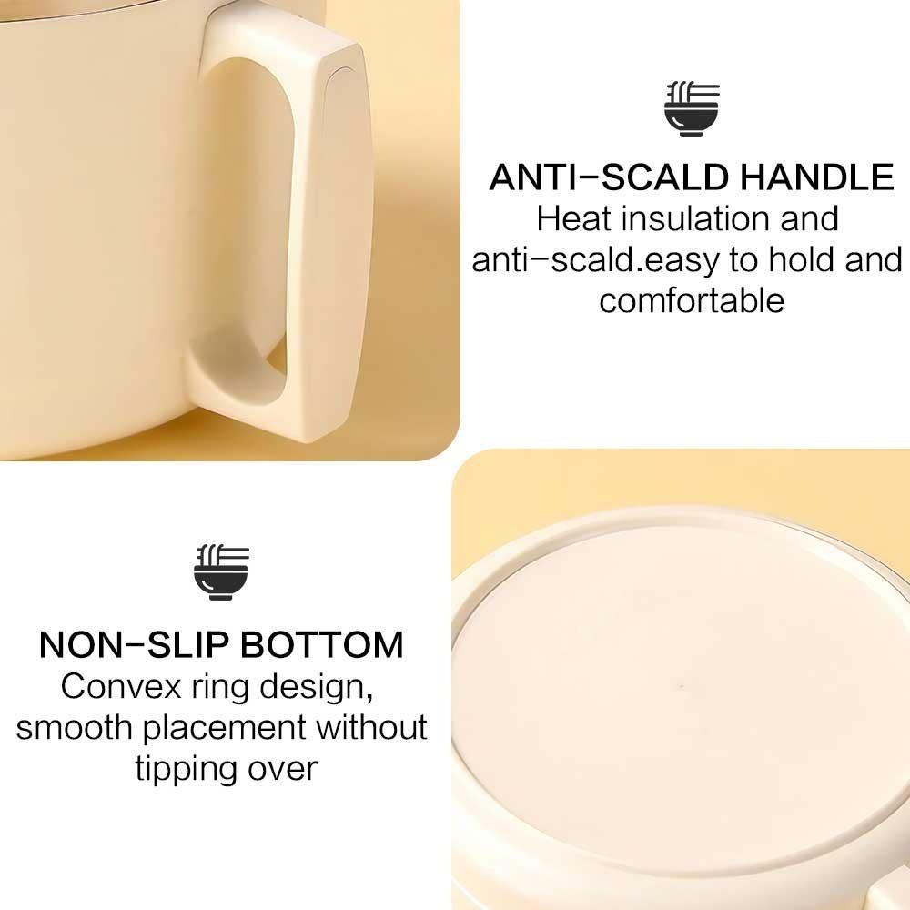 2 Styles Stainless Steel Instant Noodle Bowl with Lid Dormitory Student Drainable Large Capacity Food Grade Instant Noodle Bowl