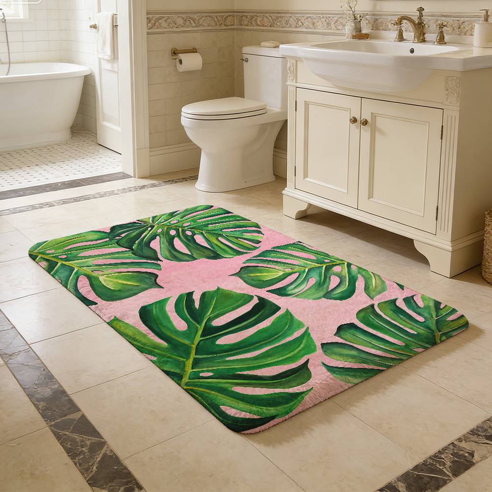 Monstera Deliciosa Decorate Entrance Door Mat Nordic Style Bedroom Living Room Doormat Home Balcony Anti-Slip Modern Home Decor