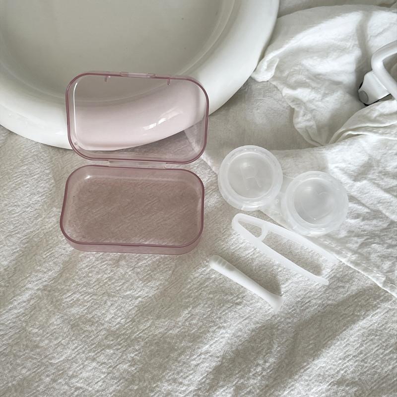 Ins Minimalist Transparent Contact Lens Box Women Travel Colored Contact Lens Case Contact Lenses Case with Tweezers