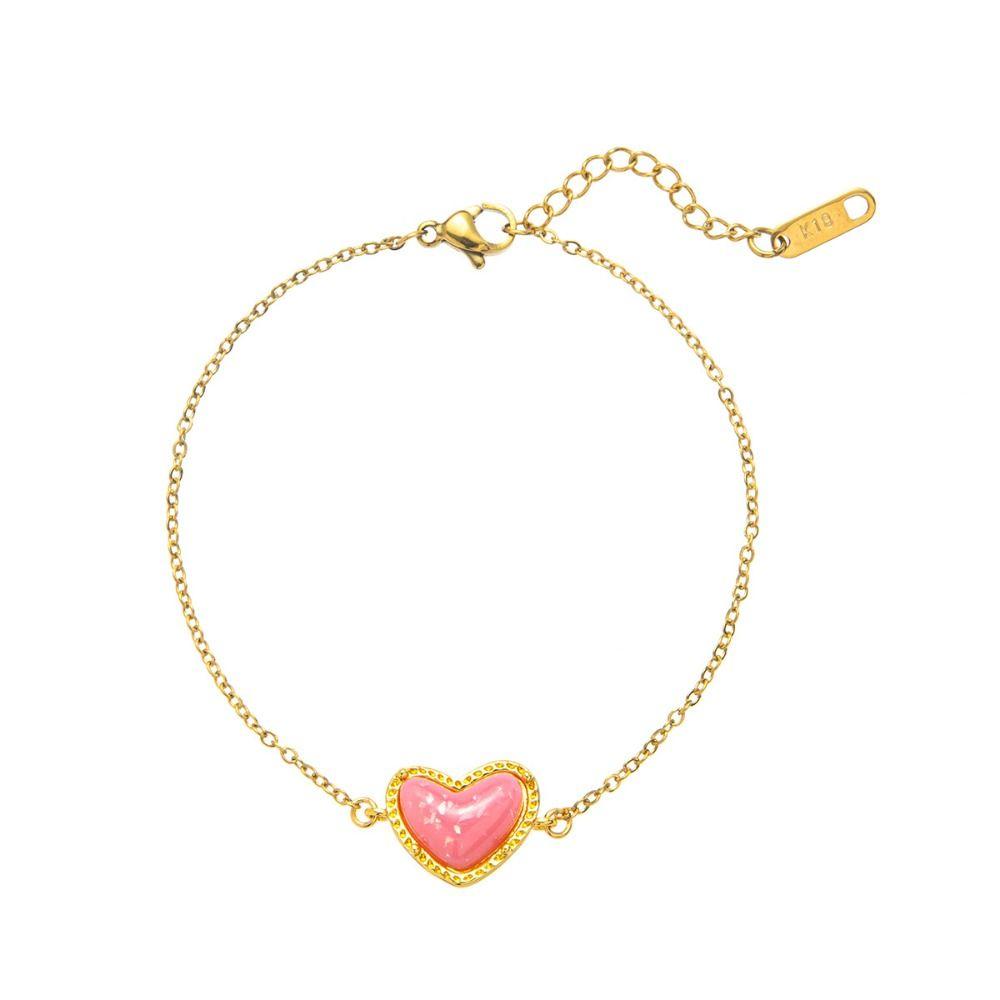 Overflowing Love-heart Four-claw Inlay Crystal Necklace Ornaments Cute Sweet Bracelet  Couple