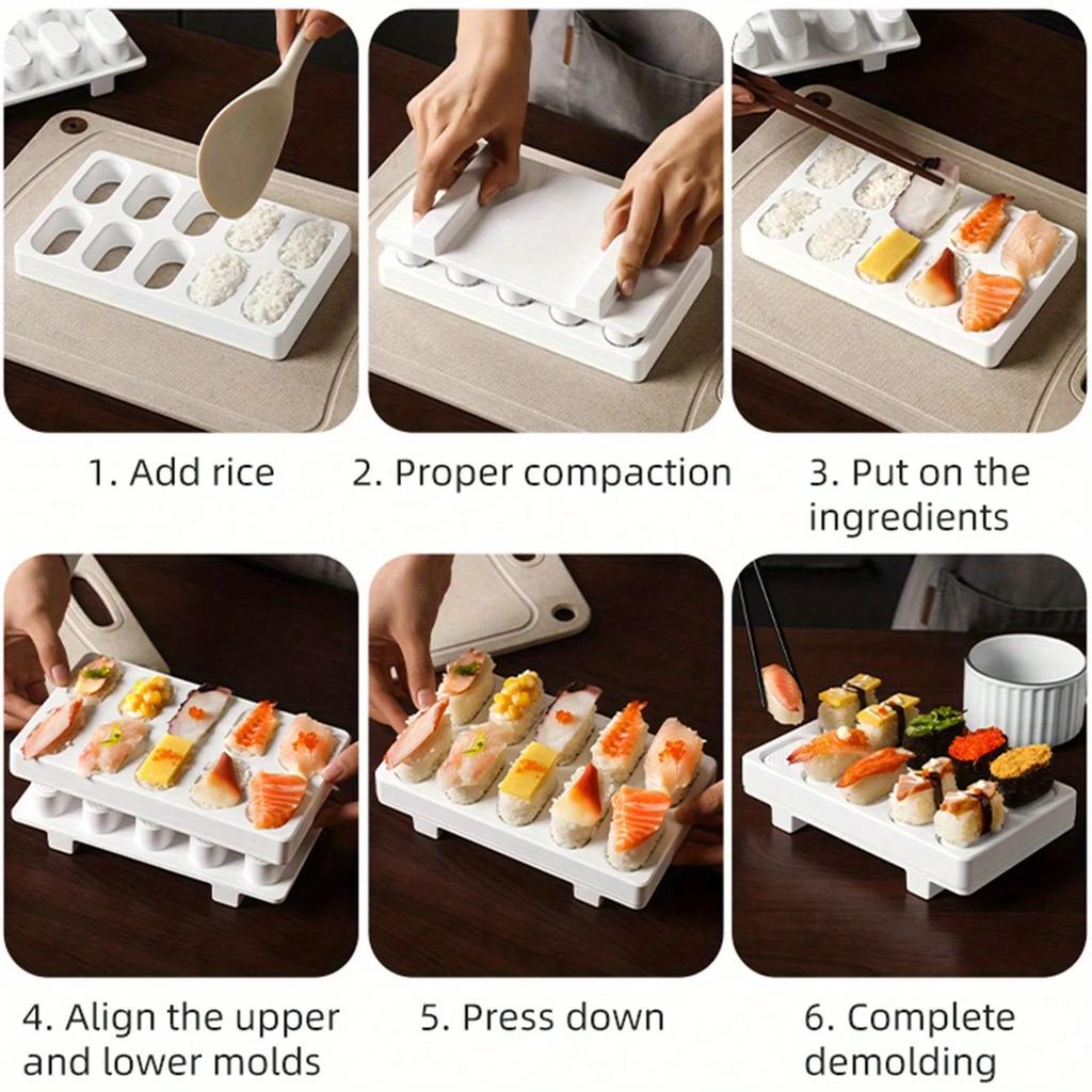 Press Sushi Form Risballer Lager Japansk Stil 10 Ruter Form Risball Lager Kjøkken DIY Matverktøy