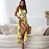 Women Summer Bohemian Style Holiday Strap Flower Printed  One Piece Dress
