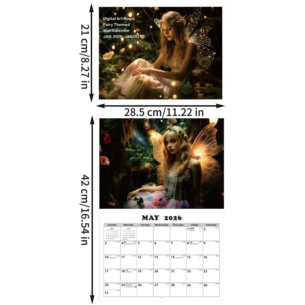

2026 Enchanting Fairies Calendar Fantasy Art Wall Decor Daily Planner Organizer for Kitchen Living Room Study Office