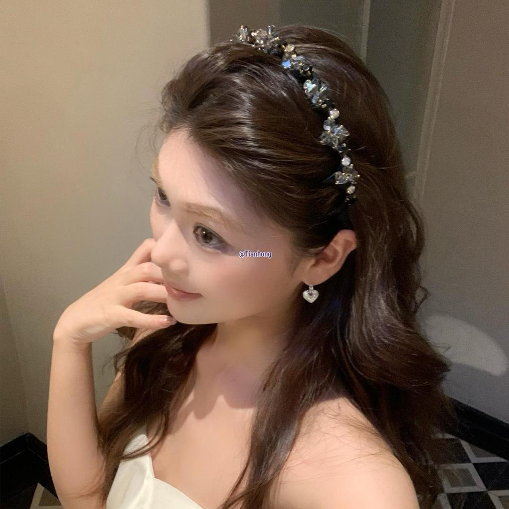 Korean Rhinestone Wave Headband with Teeth - Non-slip, High Skull Top Hair Clip