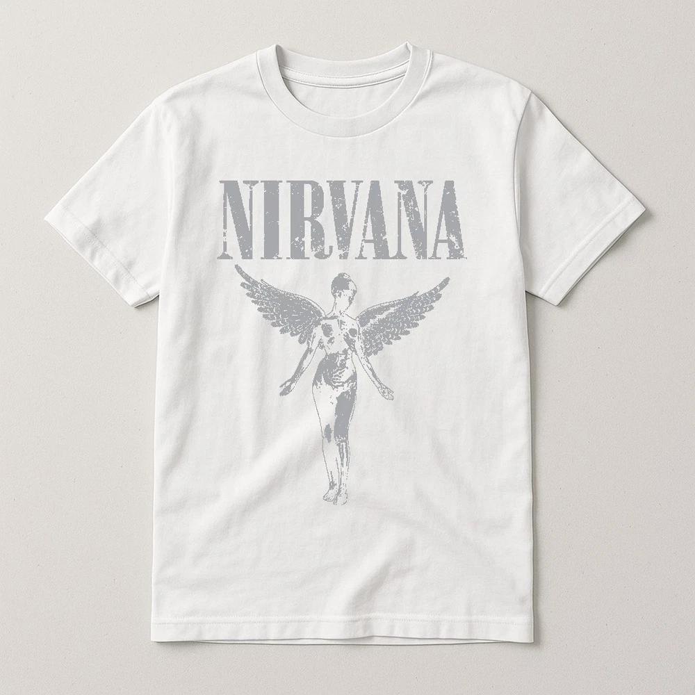 Nirvana In Utero Black  White Cotton TShirt  Grunge Alternative Rock Punk XL