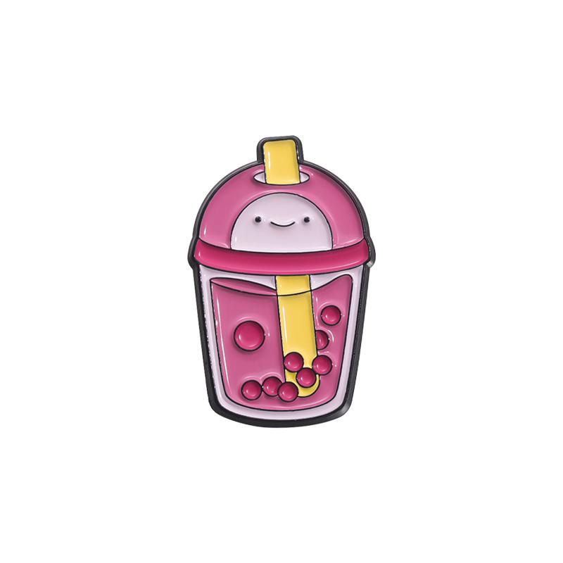Cute Fruit Juice Enamel Pins Cartoon Boba Milk Tea Silly Goose Drink Box Brooches Lapel Badge Funny Jewelry Gifts Accessories