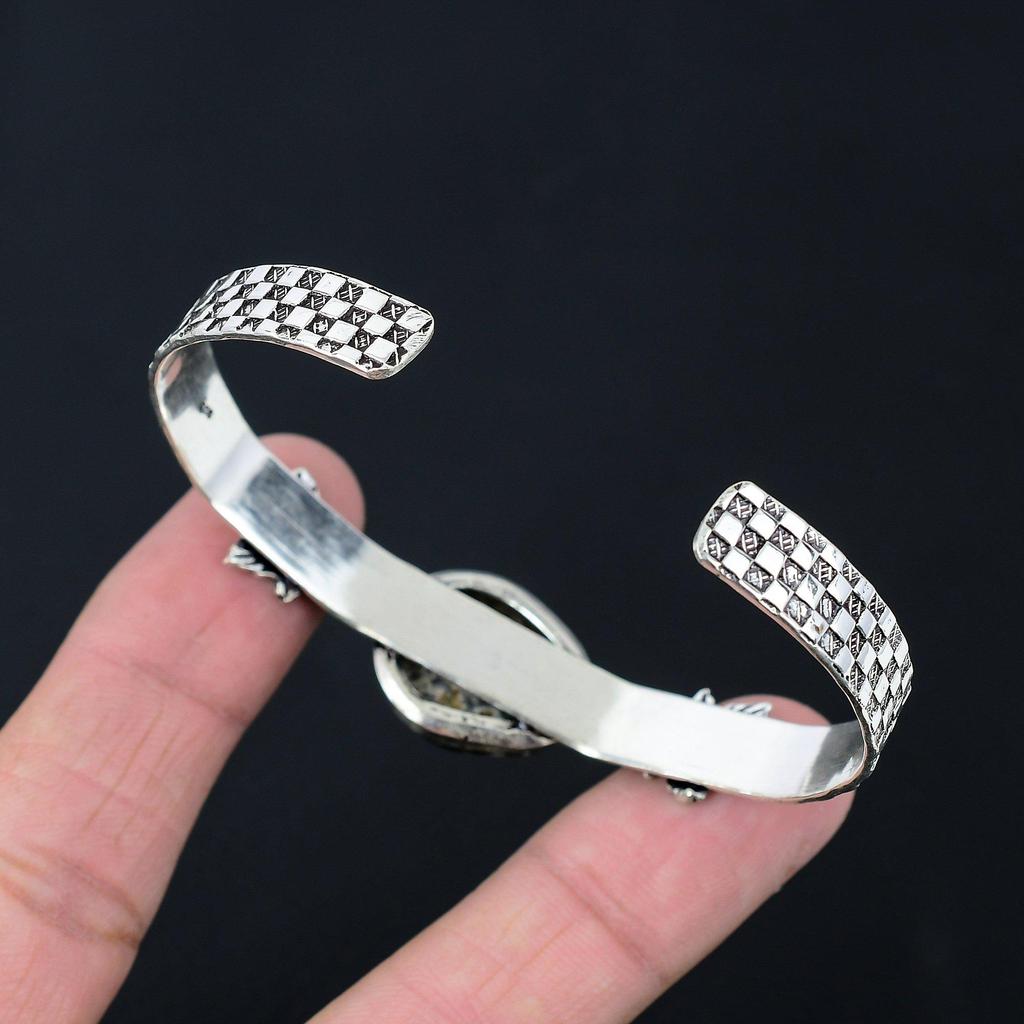 925 Sterlingsilber Birne Natürlicher Turritella Achat Ehefrau Boho Blatt Elegant Armreif