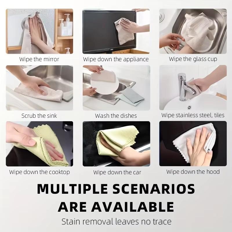 10pcs Magical Cleaning Cloth - Fish Scale Glass Wiping Cloth, Car Window Mirror Cleaning Cloth - Traceless&reusable