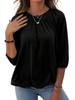 Women's Cotton Crew Neck T-Shirt Half Sleeve Loose Pleated Basic Blouse Top