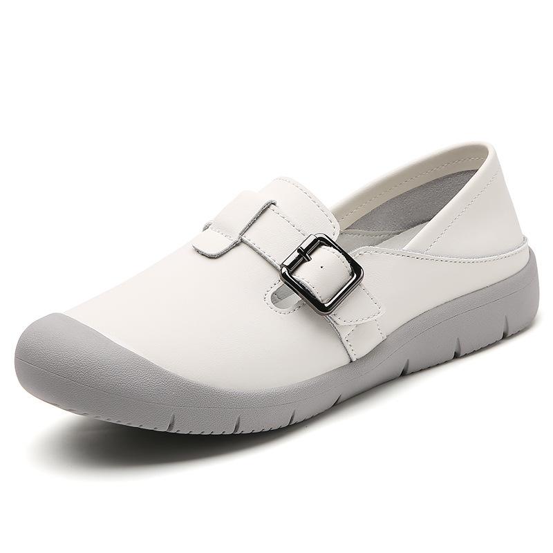 One pedal, small leather shoes, women's flat-soled autumn board shoes, casual soft soles, and two white shoes.