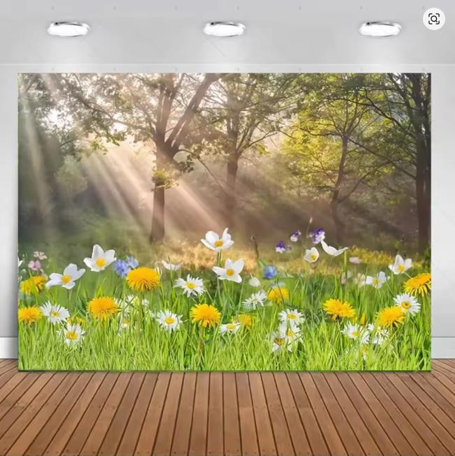 Spring Fantasy Sunny Forest Flowers Background Photo Props Photography Background Wedding Birthday Party Decoration Room Poster