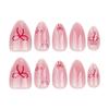 24-Piece Pink Cat Eye Press-On Nails with Bow Design