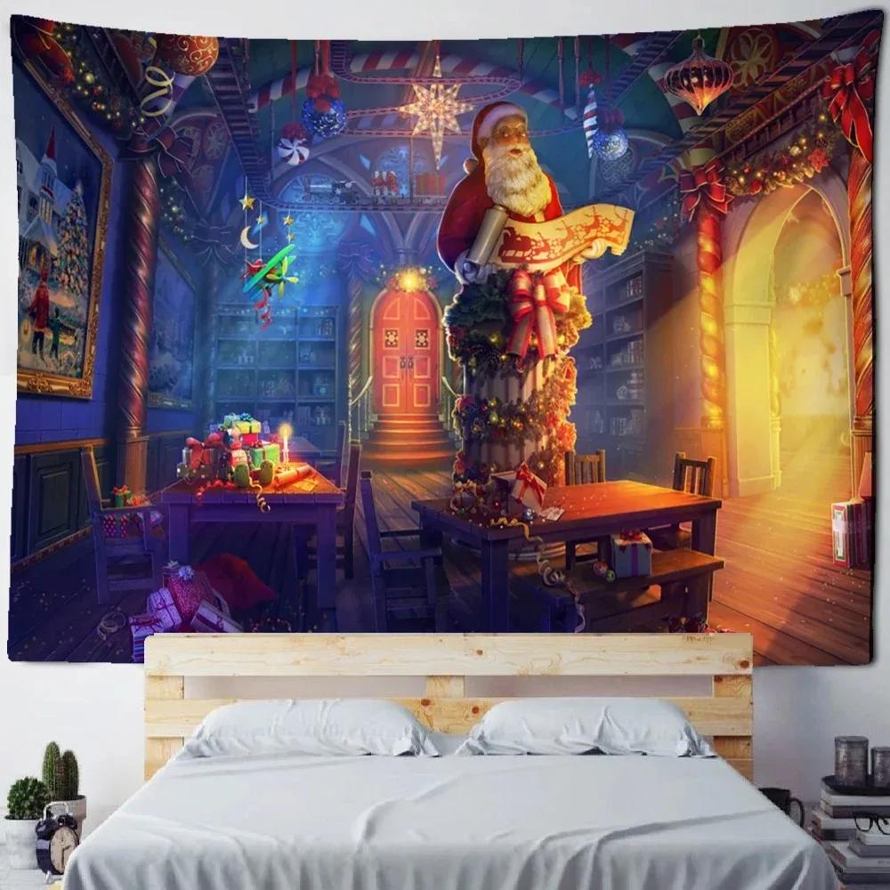 Christmas Theme Snowman Pattern Tapestry Living Room Sofa Home Decor Tapestry