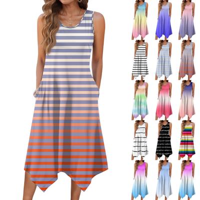Women's Casual Dress For Summer Tank Dress Loose Beach Dress With Pockets Flare Midi Sundress