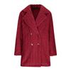 Women S Plush Double Breasted Mid Length Coat Notched Lapel Casual Warm Outerwear