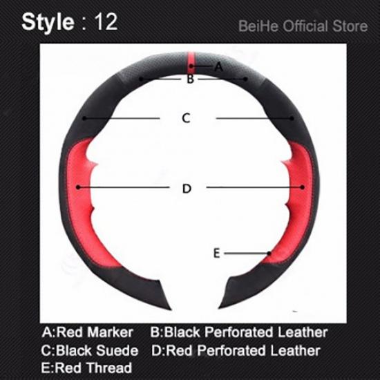 DIY handgenähte rutschfeste schwarze Leder-Wildleder-Auto-Lenkrad-Abdeckung für den Innenraum des BMW Z4 E89 2009–2016