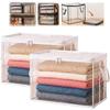2 Stück Große Transparente PVC-Aufbewahrungsbeutel, Robuste Dicke Kunststoff-Aufbewahrungsboxen für Kleidung Decken Spielzeug, Faltbare Aufbewahrungsbehälter für Umzug und Kleiderschrank