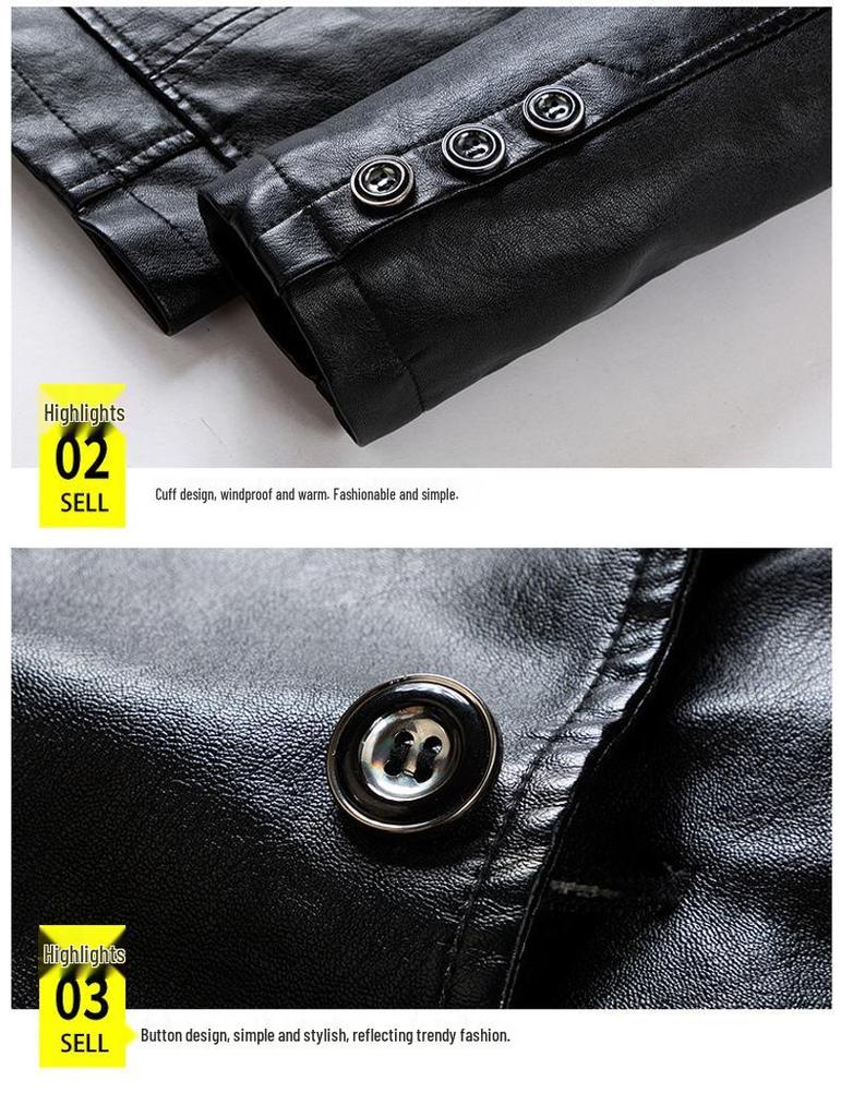 Korean Slim Fit Men's Leather Jacket – Spring/Autumn Business Casual Biker Style