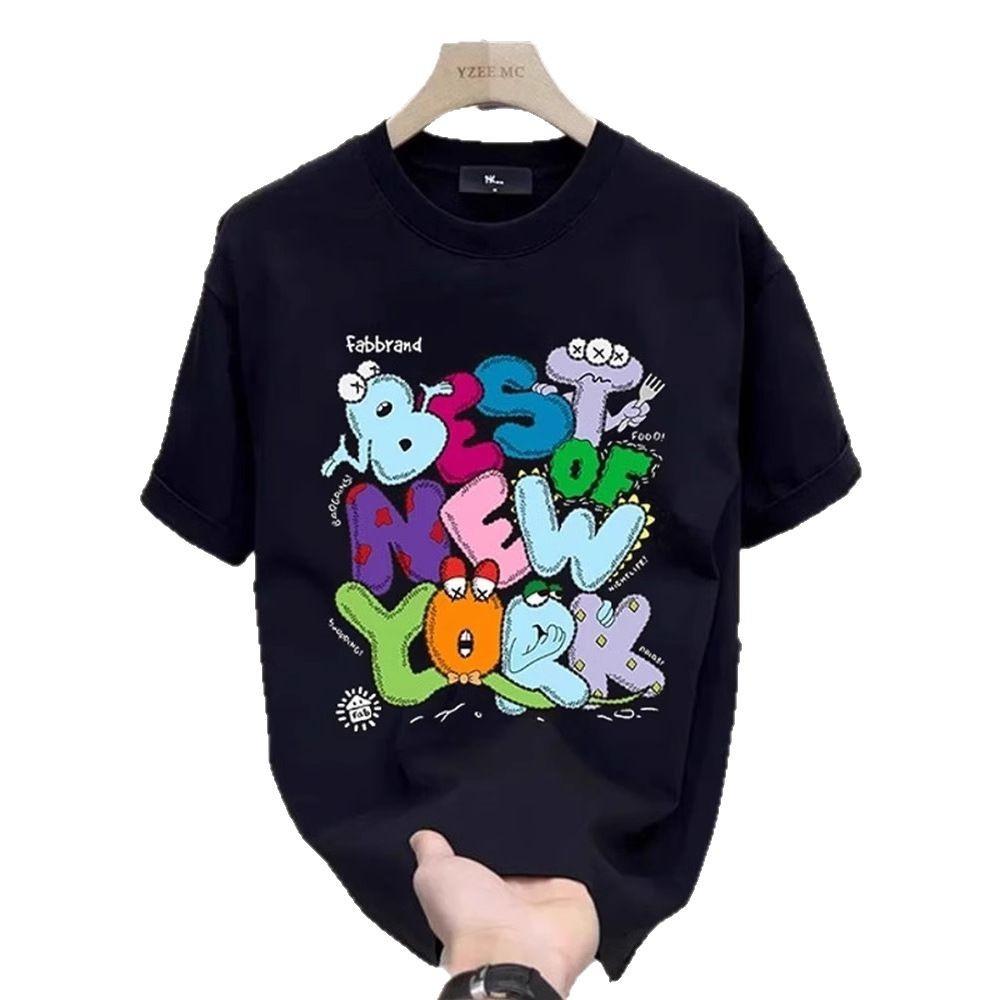 Trendy Brand Short-Sleeved Pure Cotton Men'S Printed T-Shirt Trendy Men'S And Women'S Versatile Round Neck T-Shirt Men'S