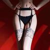 Lace One-Piece Suspender Stockings Ultra-Thin Glossy Silky Sexy Temptation Long Tube Suspender Black Stockings for Women