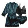 GMXIA Ladies' Pajama Four-piece Set, Lingerie, Large-sized Home Wear, Lace Pajama Sets