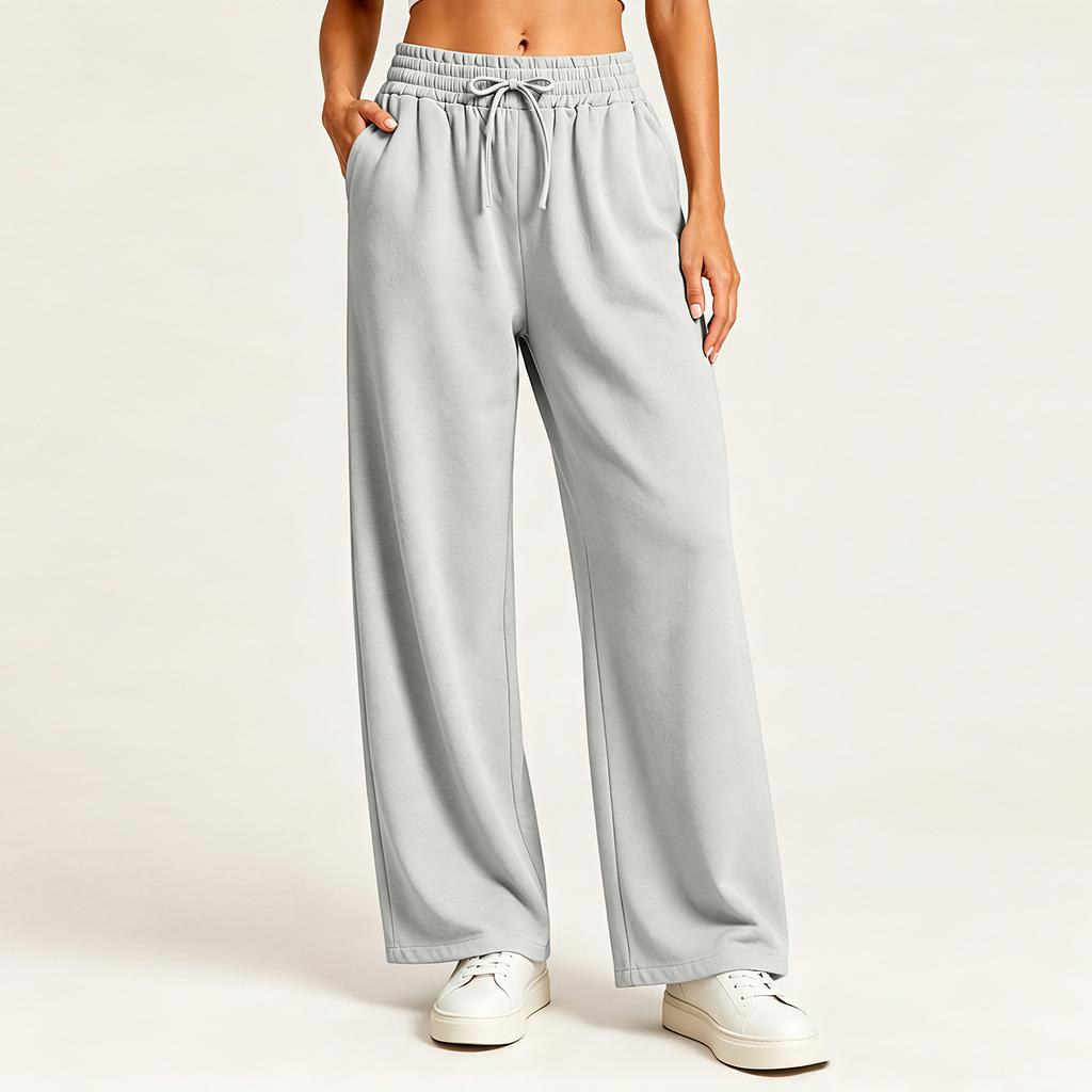 Women's Stylish Casual Loose Fit Straight Leg Pants with Pockets in Color for Everyday Wear
