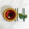 Outdoor Bird Bath Weatherproof Metal Sunflower with Stake for Hummingbird Chickadee Bee Butterfly Yard Patio Porch Lawn Pathway