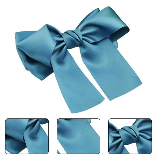 Women Fashion Korean Satin Ribbon Bowknot Hair Clips Barrette Ponytail Holder