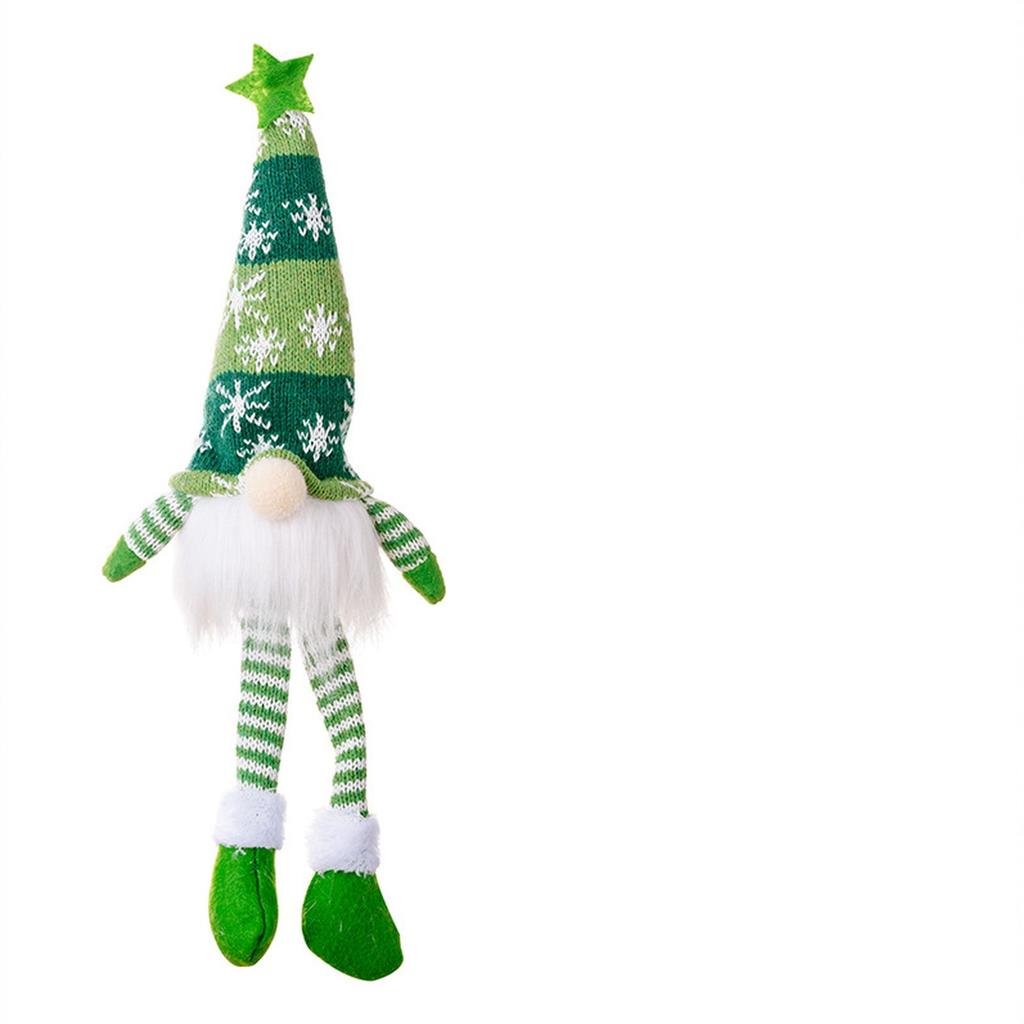 New Christmas Faceless Gnome Decor LED Light Snowflake Knit Hat Hanging Leg Rudolph Doll