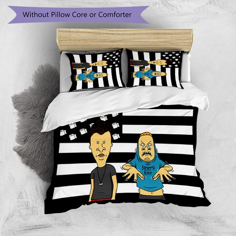 3pcs Funny B-Beavis and Butt-Head pattern bedding set duvet cover set includes duvet cover &pillowcases, perfect all season bedroom decoration & gift