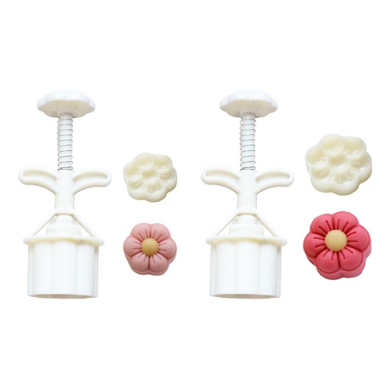Delicate Flowers shaped Mooncakes Mold Traditional Flowers Mooncakes Making Stamps Mold Delicate Treat Baking Embosser
