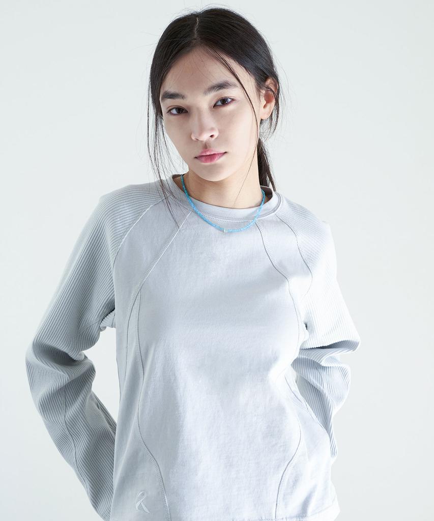 Liomeu Contrast Cut Long Sleeve Tee_Gray : Radiant079