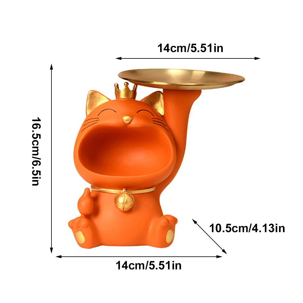 Geometric Shape Figurine Resin Statue Entrance Key Holder Cat Bear Tray Candy Lipstick Jewelry Sundries Storage Home Decoration