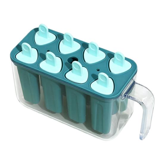 

Ice Cream Mold 8 Cavities Food Grade Easy Release DIY Summer Freezer Ice Lolly Mold Ice Stick Container Kitchen Supplies синій