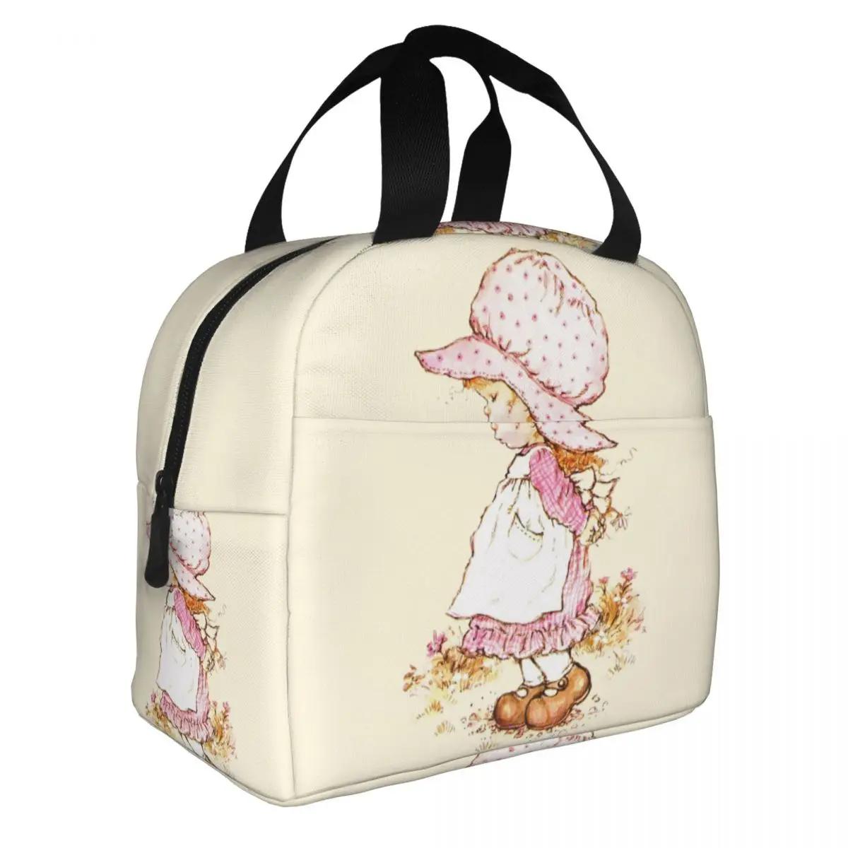 

Cute Sarah Kay Girl Bike Ride Lunch Boxes Accessories Cartoon Village Life Thermal Cold Food Picnic Travel Lunch Bag Insulated 22x20x13CM розовый