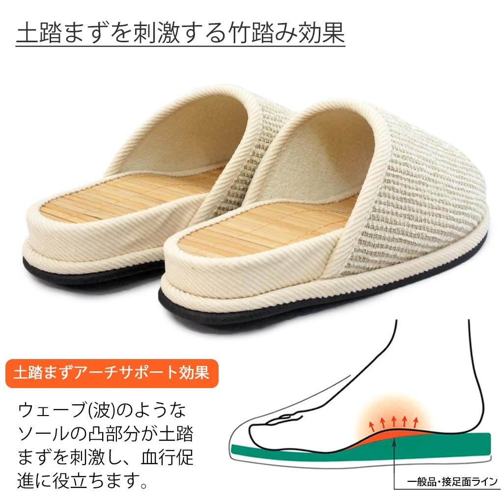 Hakihaki Kobo Tøfler av CREO D Cenote Mall Størrelse Bambus Stepping Laget i Buestøtte Opp til Beige - Tøfler, M, Tøfler, Japan, Stimulator, 24cm,