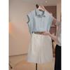 2026 Women's Chic Polo Collar Set: Stylish Solid Color Short Sleeve T-shirt for Summer Commutes