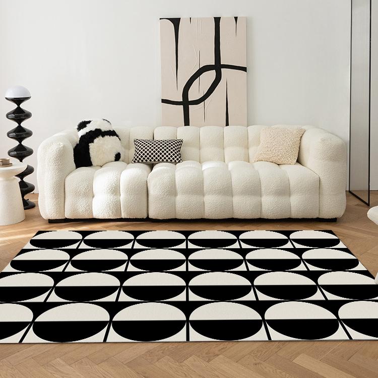 Black White Checkerboard Fluffy Carpet Living Room Decoration Home Sofa Cream Style Bedroom Girl Room Rug Anti-skid Floor Mat