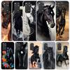 Animal Black Horse Phone Case For Xiaomi Redmi Note 15 14 14S 13 12S 12 Pro Plus 11S 11 11T 11E 10S 10 + Soft TPU Back Cover Red