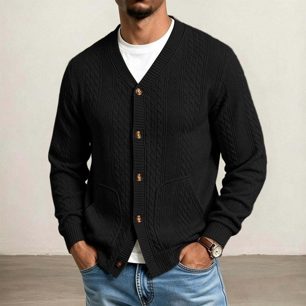 Men's Retro Color Cardigan Sweatshirt Loose Fit Casual