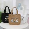 Cartoon Cute Printed Pattern Canvas Handbag Office Worker Lunch Bag Tote Bag Picnic Drink Bag Portable Outdoor Food Bags
