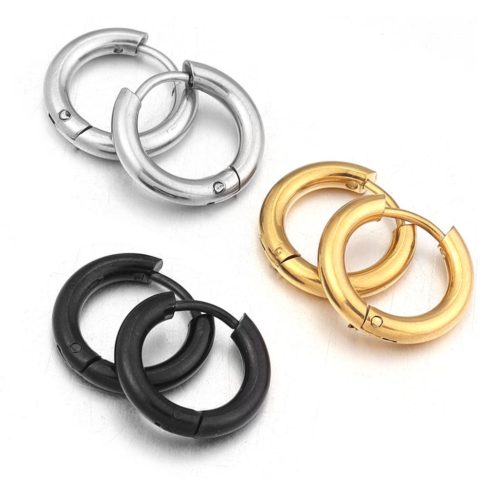 2pcs Stainless Steel Circle Hoop Earrings 10mm Simple Metal Round Earrings For Women Girls Piercing Jewelry Making Accessories