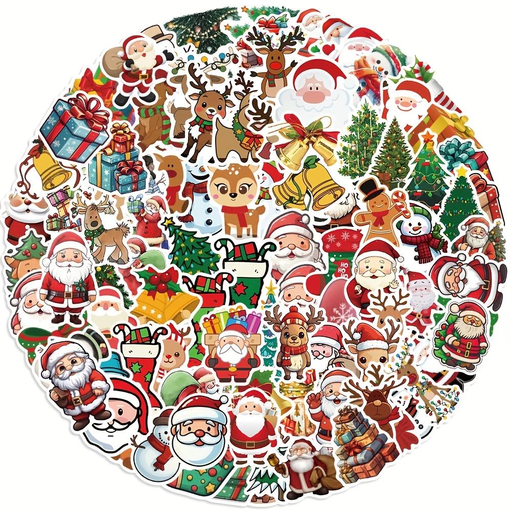 100 Cute Christmas Stickers Reusable Decorative Stickers, Suitable for Handbooks, Scrapbooks, Water Bottles